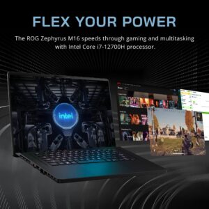 Asus ROG Zephyrus Gaming Laptop, 16/'' FHD+ 165Hz Display, Intel Core i7-12700H, 16GB DDR5 RAM, 512GB PCIe SSD, RGB Backlit Keyboard, NVIDIA GeForce RTX 3060, Win 11 Pro, WiFi 6, Black, 32GB USB Card