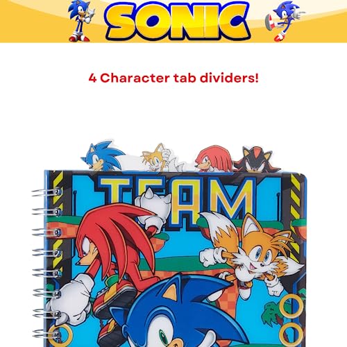 Innovative Designs Sonic the Hedgehog Tab Journal Notebook, Spiral Bound, 96 Lined Pages, 8 x 7 inches, Blue