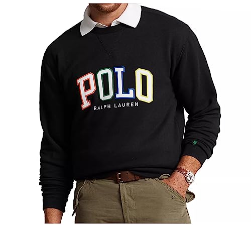 POLO RALPH LAUREN Men's Big & Tall Fleece Logo Crew Neck Sweatshirt Black (as1, alpha, 4x, big, tall)