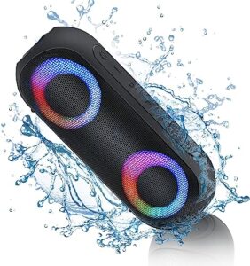 notabrick bluetooth portable speakers wireless(100ft range) with 30w loud stereo sound,ipx7 waterproof shower speakers,rgb multi-colors rhythm lights,1000mins playtime for indoor&outdoor