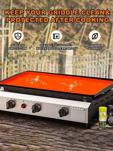 Artnice Silicone Griddle Mat for Blackstone Griddle, 36" Heavy Duty Food Grade Silicone Griddle Mat, All Season Cooking Protective Griddle Grill Cover, Blackstone accessories, Orange