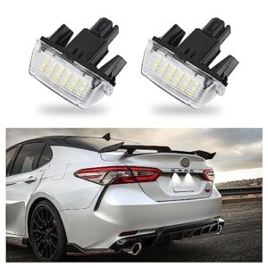 2 pcs license plate light assembly compatible with toyota camry,prius c,highlander,car accessories exterior tag light with 18 super bright white led for car decorations & lighting