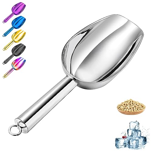 Haizsijin Metal Ice Scoop 3 Oz, Small Stainless Steel Ice scooper for Ice Maker Ice Bucket Kitchen Freezer Bar Party Wedding, Multipurpose for Popcorn Scoop,Flour Scoop,Dog Food Scoop (3oz-silver)