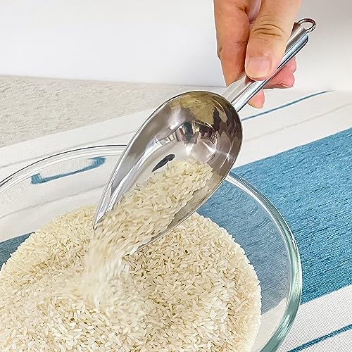 Haizsijin Metal Ice Scoop 3 Oz, Small Stainless Steel Ice scooper for Ice Maker Ice Bucket Kitchen Freezer Bar Party Wedding, Multipurpose for Popcorn Scoop,Flour Scoop,Dog Food Scoop (3oz-silver)