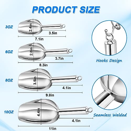 Haizsijin Metal Ice Scoop 3 Oz, Small Stainless Steel Ice scooper for Ice Maker Ice Bucket Kitchen Freezer Bar Party Wedding, Multipurpose for Popcorn Scoop,Flour Scoop,Dog Food Scoop (3oz-silver)