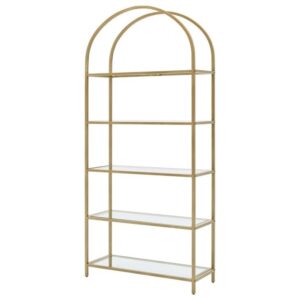 Steel Bookcase 5 Shelves 2 Colors Black, Gold Independent Bookcase, Display Shelf, 72.2'' HX 32.7'' WX 11.9'' D. (Gold)