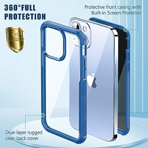 Privacy Case Compatible for iPhone 14 Pro, Anti-peep Full Body Case, Front & Back Tempered Glass Full Screen Coverage, 360 Full protective Anti-spy Shockproof Phone Case for iPhone 14 Pro, Blue