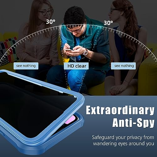 Privacy Case Compatible for iPhone 14 Pro, Anti-peep Full Body Case, Front & Back Tempered Glass Full Screen Coverage, 360 Full protective Anti-spy Shockproof Phone Case for iPhone 14 Pro, Blue