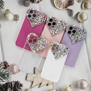 IAIYOXI Cute 3D Glitter 14 Pro Max Case, Sparkling Aesthetic Heart Gems Bling Case, Pretty Shine Colorful Diamond Soft TPU Bumper Case for Women Girl-Rose