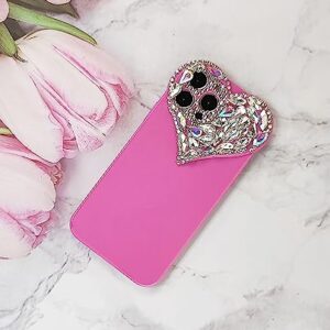 IAIYOXI Cute 3D Glitter 14 Pro Max Case, Sparkling Aesthetic Heart Gems Bling Case, Pretty Shine Colorful Diamond Soft TPU Bumper Case for Women Girl-Rose