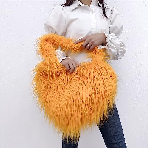 Women's Faux Fur Shoulder Bag Fleece Retro Shoulder Bag Fluffy Crossbody Bag Bag Love Shape Solid Color Purse