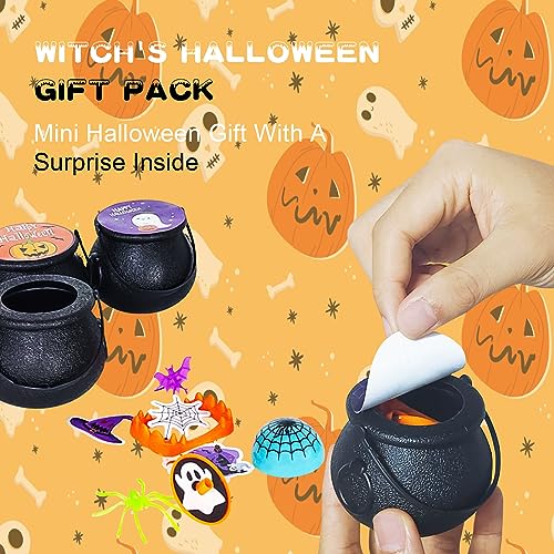 Mulbozy 180 PCS Halloween Party Favors for Kids Trick or Treats, 18 Pack Prefilled Small Plastic Witch Cauldron, Halloween Toys for Kids, Halloween Party Favors Prizes Gifts for School Classroom