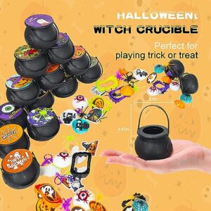 Mulbozy 180 PCS Halloween Party Favors for Kids Trick or Treats, 18 Pack Prefilled Small Plastic Witch Cauldron, Halloween Toys for Kids, Halloween Party Favors Prizes Gifts for School Classroom