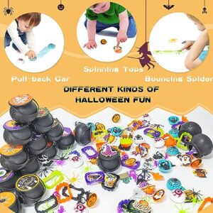 Mulbozy 180 PCS Halloween Party Favors for Kids Trick or Treats, 18 Pack Prefilled Small Plastic Witch Cauldron, Halloween Toys for Kids, Halloween Party Favors Prizes Gifts for School Classroom