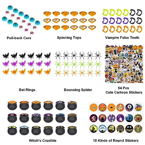 Mulbozy 180 PCS Halloween Party Favors for Kids Trick or Treats, 18 Pack Prefilled Small Plastic Witch Cauldron, Halloween Toys for Kids, Halloween Party Favors Prizes Gifts for School Classroom