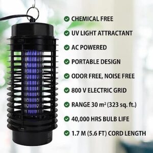 Bug Zapper, Mosquito Zapper Outdoor, Electric Mosquito Killer Indoor, Fly Trap, Effective Insect Zapper for Home Backyard Patio, Waterproof Indoor & Outdoor (Black)