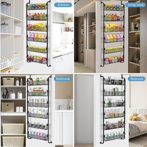 6-Tier Over the Door Pantry Organizer, Heavy-Duty Metal Pantry Door Organizers and Storage with 6 Adjustable Baskets, Pantry Spice Rack for Home, Kitchen