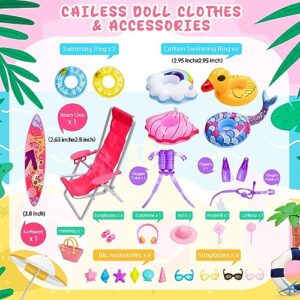 CAILESS Doll Clothes Accessories - 36Pcs Girl Doll Clothes Swimsuit Series for 11.5''Doll Included Bikini Mermaid Swimsuit Surfboard Beach Chair Swimming Ring Beach Accessories