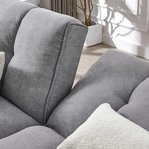 FULife Convertible Sleeper Futon Sofa Bed Loveseat Daybed,Adjustable Folding Lounge Recliner Sofá Chair 2-Seat Couches with Pillows&Wooden Legs for Living Room/Office/Compact Space, Gray 81.1" w