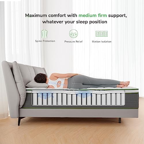 Novilla Full Mattress,12 Inch Gel Memory Foam Hybrid Mattress with Individually Pocket Springs, Breathable Mattresses Full for Cool Sleep,Motion Isolation & Pressure Relief, Medium Firm, vigour