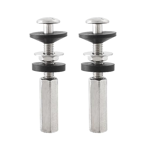 Rierdge 2 Pcs Toilet Tank to Bowl Bolts Kit, Universal Heavy Duty Stainless Steal Toilet Tank to Bowl Bolts with Rubber Washers and Extra Long Nuts