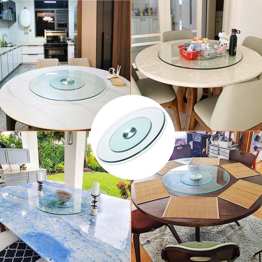 Lazy Susan Turntable Round Tabletop Rotating Serving Tray，27/32/36inch Dining Table Serving Plate With Aluminum Alloy Bearing，Transparent (Size : 90cm/36in)