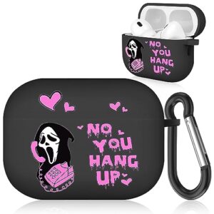 buewutiry scream ghost compatible with airpods pro 2nd generation case cover - ghostface for airpods pro case cute for women&men - cool funny for airpods pro 2 case cover with keychain (black)