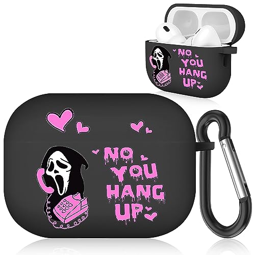 Buewutiry Scream Ghost Compatible with Airpods Pro 2nd Generation Case Cover - Ghostface for Airpods Pro Case Cute for Women&Men - Cool Funny for Airpods Pro 2 Case Cover with Keychain (Black)