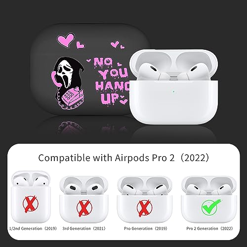 Buewutiry Scream Ghost Compatible with Airpods Pro 2nd Generation Case Cover - Ghostface for Airpods Pro Case Cute for Women&Men - Cool Funny for Airpods Pro 2 Case Cover with Keychain (Black)