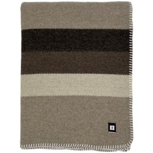 ektos 100% woolen blankets, 90" x 66", pure wool blankets, warm camping blanket (desert khaki striped, twin size)