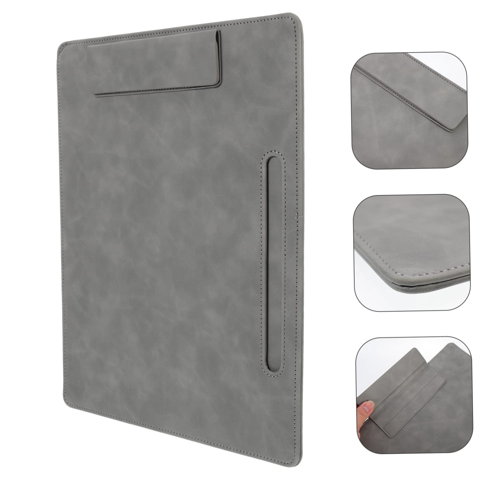 Realtor Supplies 3pcs Folder Board Folder Organizer Clipboard Document Organizer Exam Paper Base Writing Board Agent Supplies Office Supply A4 Grey Pu Paper Record Board