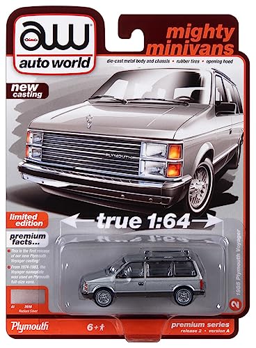 Auto World 64402 1:64 Mighty MiniVans 1985 Plymouth Voyager Series A Silver