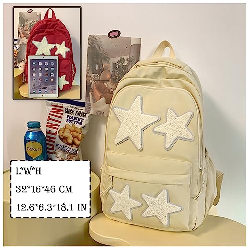 LOTUSTAR Kawaii Backpack with Cute Accessories Stars Y2K Aesthetic Backpack with Plush Pendenat Grunge 10-12 Daypack (Black)