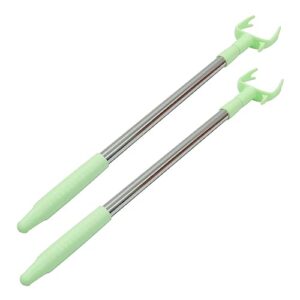 alipis 2pcs clothes pole metallic curtains mainstays hangers wall hangers for clothes high reach garment hook closet reacher pole household clothes fork stainless steel green tie rod disc