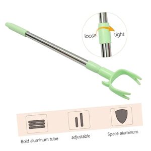 Alipis 2pcs Clothes Pole Metallic Curtains Mainstays Hangers Wall Hangers for Clothes High Reach Garment Hook Closet Reacher Pole Household Clothes Fork Stainless Steel Green Tie Rod Disc