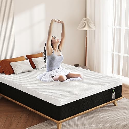 JEEKEA Full Size Mattress in a Box - 10 Inch Memory Foam Mattress Full Size Bed - Hybrid Mattress Full for Back Pain Relief - Medium Firm Mattress with Motion Isolation & Strong Edge Support