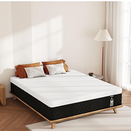 JEEKEA Full Size Mattress in a Box - 10 Inch Memory Foam Mattress Full Size Bed - Hybrid Mattress Full for Back Pain Relief - Medium Firm Mattress with Motion Isolation & Strong Edge Support