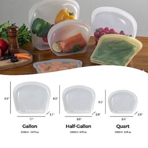 Durbl Reusable Silicone Bags for Food Storage, Bundle 3-Pack(Clear) Folding Large Silicone Container Bags, Lunch,Sandwich,Make-Up, Travel, Home Organization, Microwave, Dishwasher,Freezer Safe