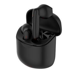 westch true wireless earbuds bluetooth 5.3 headphones button control with wireless charging case ipx4 waterproof stereo earphones half in-ear built-in mic headsets (black)