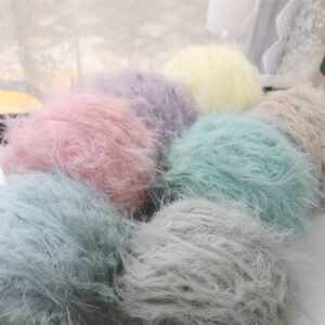 50g imitation plush mink cashmere yarn candy color soft dyed hand knitting cotton blend yarn for diy sweater doll supplies (color : light purple)