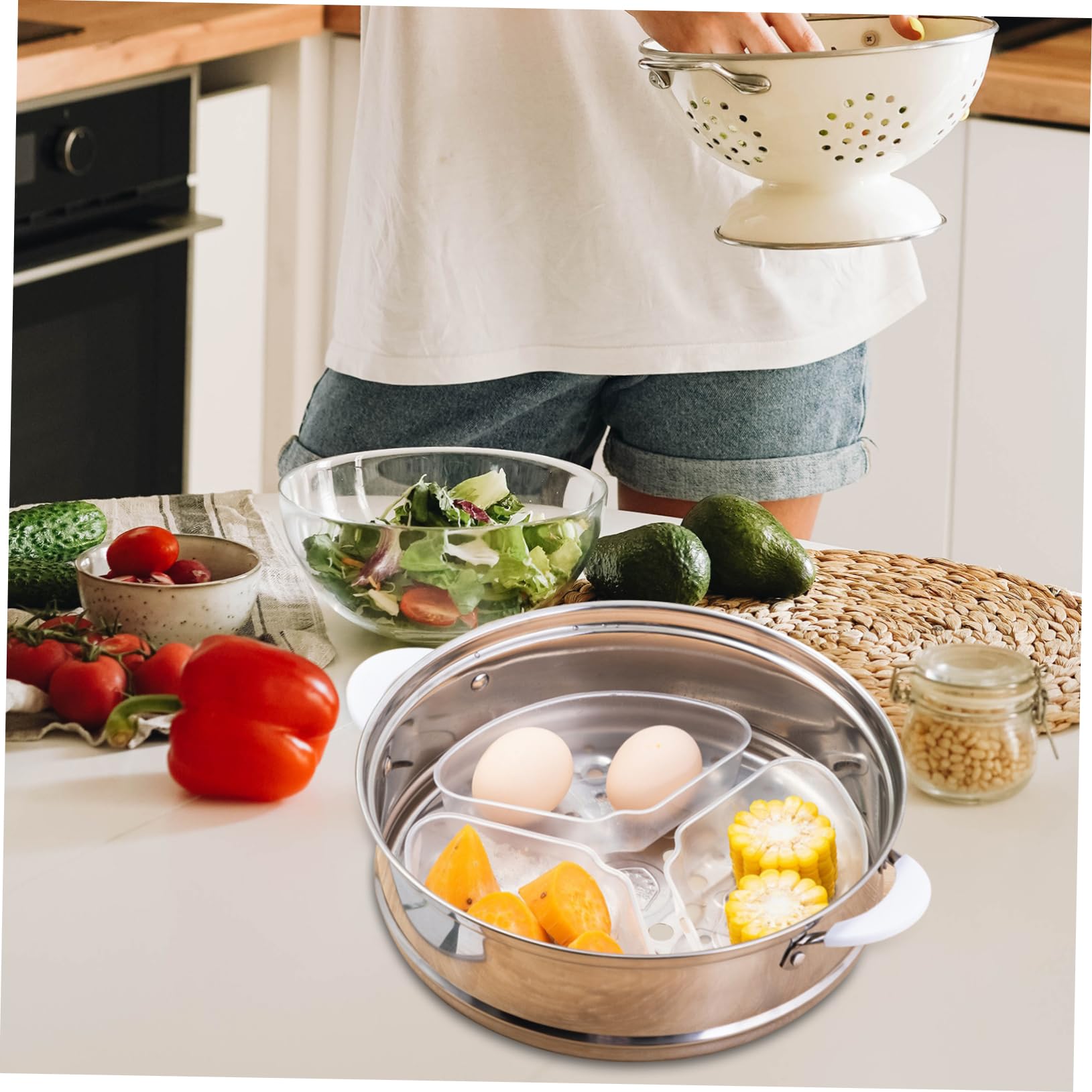 KJHBV 20pcs Compartment Steamer Mini Steamer Canning Accessories Sticky Rice Steamer Steaming Rack Stand Steamers and Baking Universal Steaming Rack Steamer Basket for Home Steamer Grid