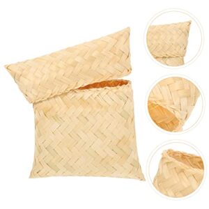 RORPOIR Bamboo Pillow Gift Box Trays Decorative Wedding Decor Woven Hamper Bamboo Woven Basket Bamboo Sticky Rice Serving Bread Basket Decorative Storage Baskets Storage Baskets Woven Food