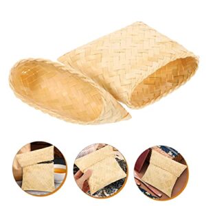 RORPOIR Bamboo Pillow Gift Box Trays Decorative Wedding Decor Woven Hamper Bamboo Woven Basket Bamboo Sticky Rice Serving Bread Basket Decorative Storage Baskets Storage Baskets Woven Food