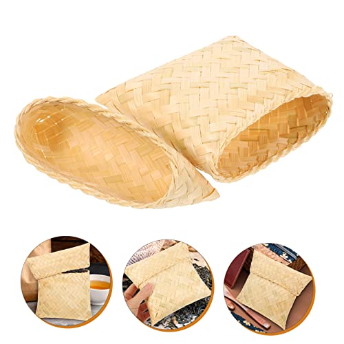 RORPOIR Bamboo Pillow Gift Box Trays Decorative Wedding Decor Woven Hamper Bamboo Woven Basket Bamboo Sticky Rice Serving Bread Basket Decorative Storage Baskets Storage Baskets Woven Food