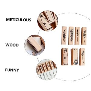 COHEALI 7pcs Pocket Decorative Stamp Stencils for Crafts Alphabet Stamps Antique Decor Making DIY Making Rubber for Art Crafts Wooden Seal Planner Stamp Craft Diary Stamp Account Vase