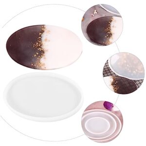 VILLFUL 3 Pcs Table Mold Resin Tray Desk Trays Silicone Crayon Molds Jewlery Tray Serving Tray Round Epoxy Resin Coaster Handcraft Decoration Mold Exquisite Silicone Molds DIY Accessory