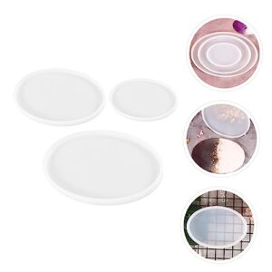 VILLFUL 3 Pcs Table Mold Resin Tray Desk Trays Silicone Crayon Molds Jewlery Tray Serving Tray Round Epoxy Resin Coaster Handcraft Decoration Mold Exquisite Silicone Molds DIY Accessory