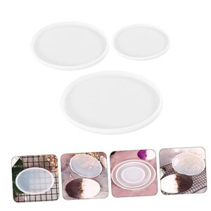 VILLFUL 3 Pcs Table Mold Resin Tray Desk Trays Silicone Crayon Molds Jewlery Tray Serving Tray Round Epoxy Resin Coaster Handcraft Decoration Mold Exquisite Silicone Molds DIY Accessory