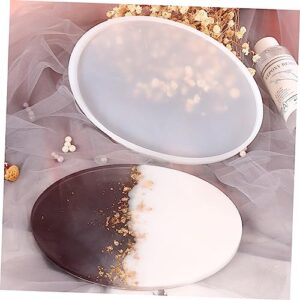 VILLFUL 3 Pcs Table Mold Resin Tray Desk Trays Silicone Crayon Molds Jewlery Tray Serving Tray Round Epoxy Resin Coaster Handcraft Decoration Mold Exquisite Silicone Molds DIY Accessory