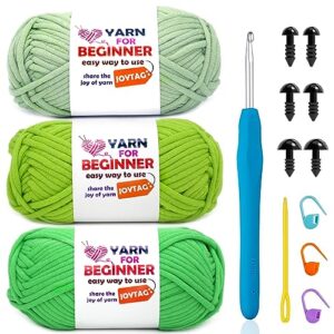 3 pack beginners crochet yarn avocado christmas green cotton crochet yarn for crocheting knitting beginners with easy-to-see stitches cotton-nylon blend crochet yarn for beginners crochet kit(3x50g)